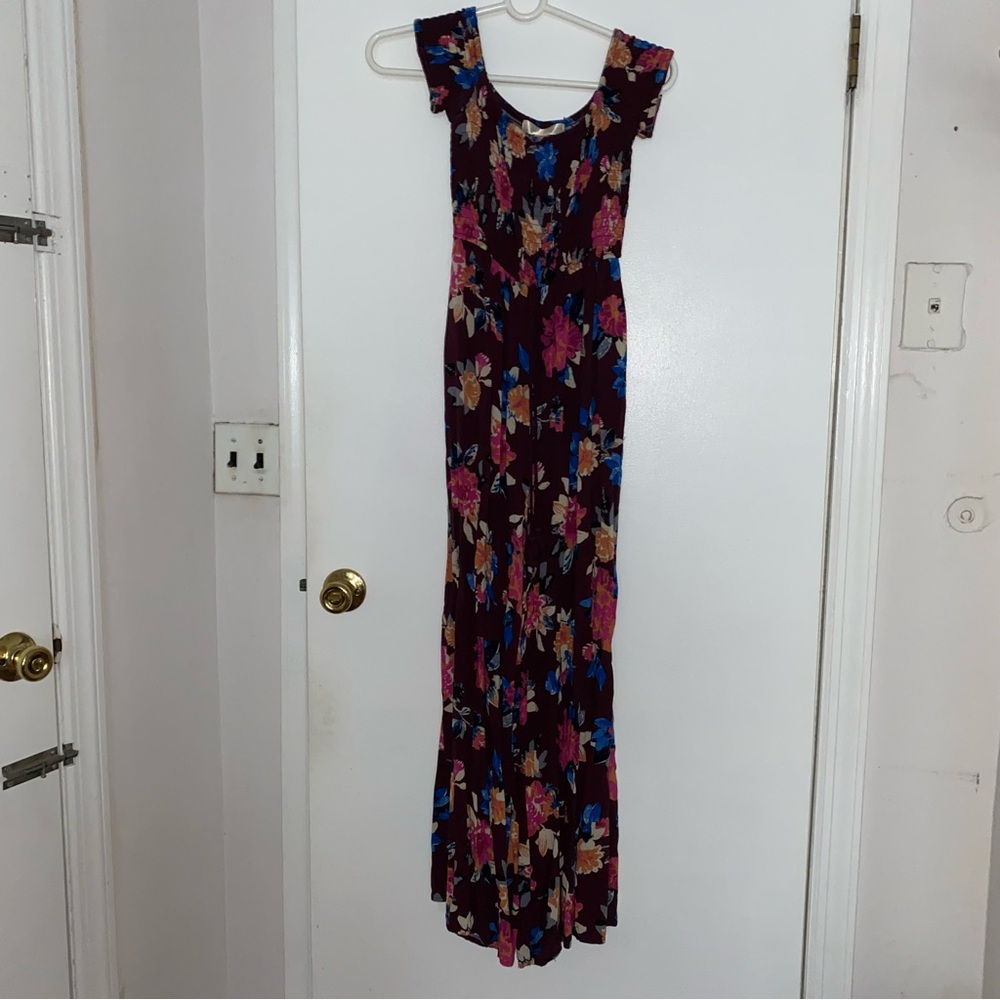 Floral Romper Off the Shoulder Long Maxi Romper Flowers XS Band of Gypsies - Picture 2 of 8